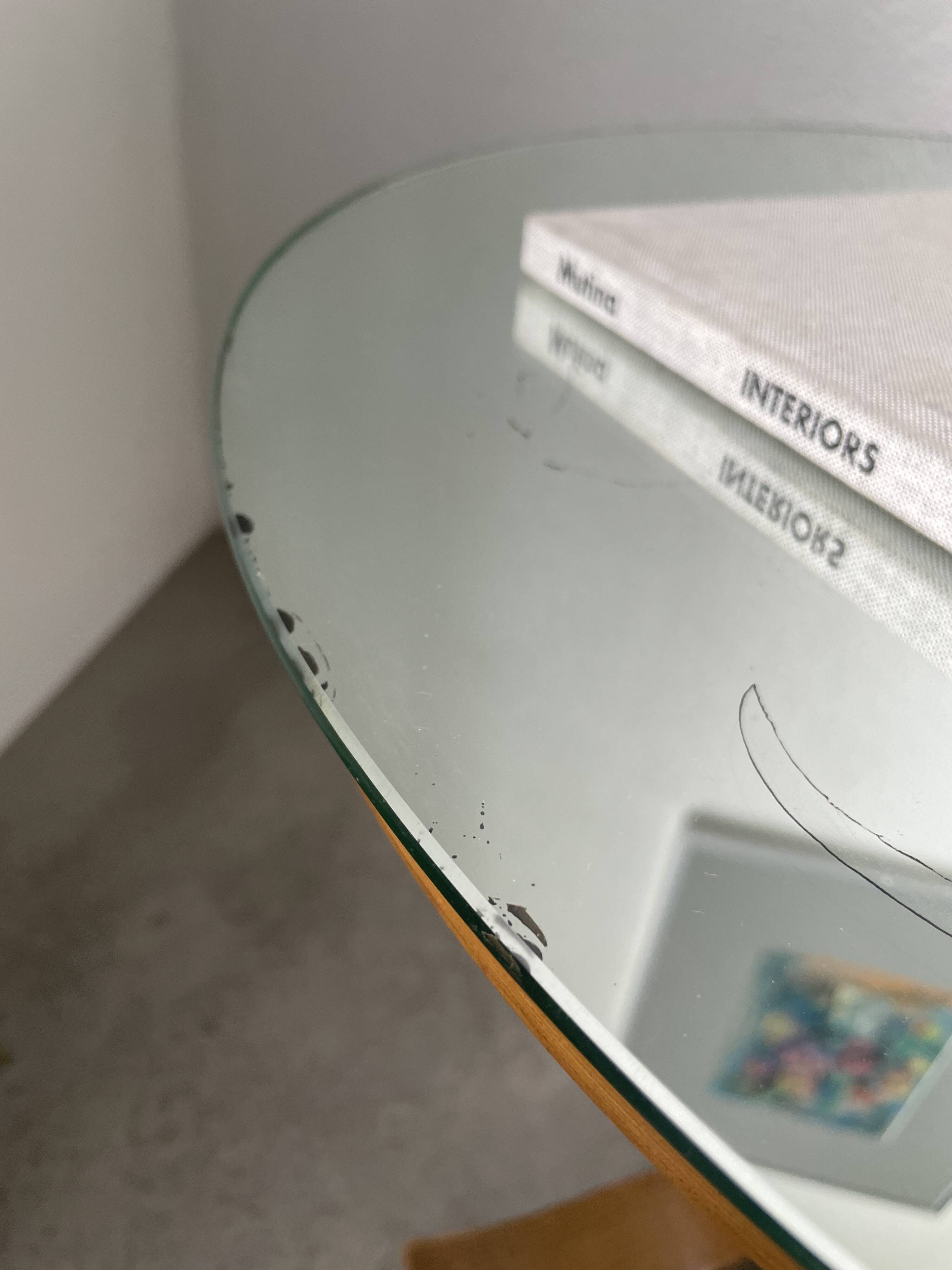 Art deco mirror pedestal table in walnut 1930