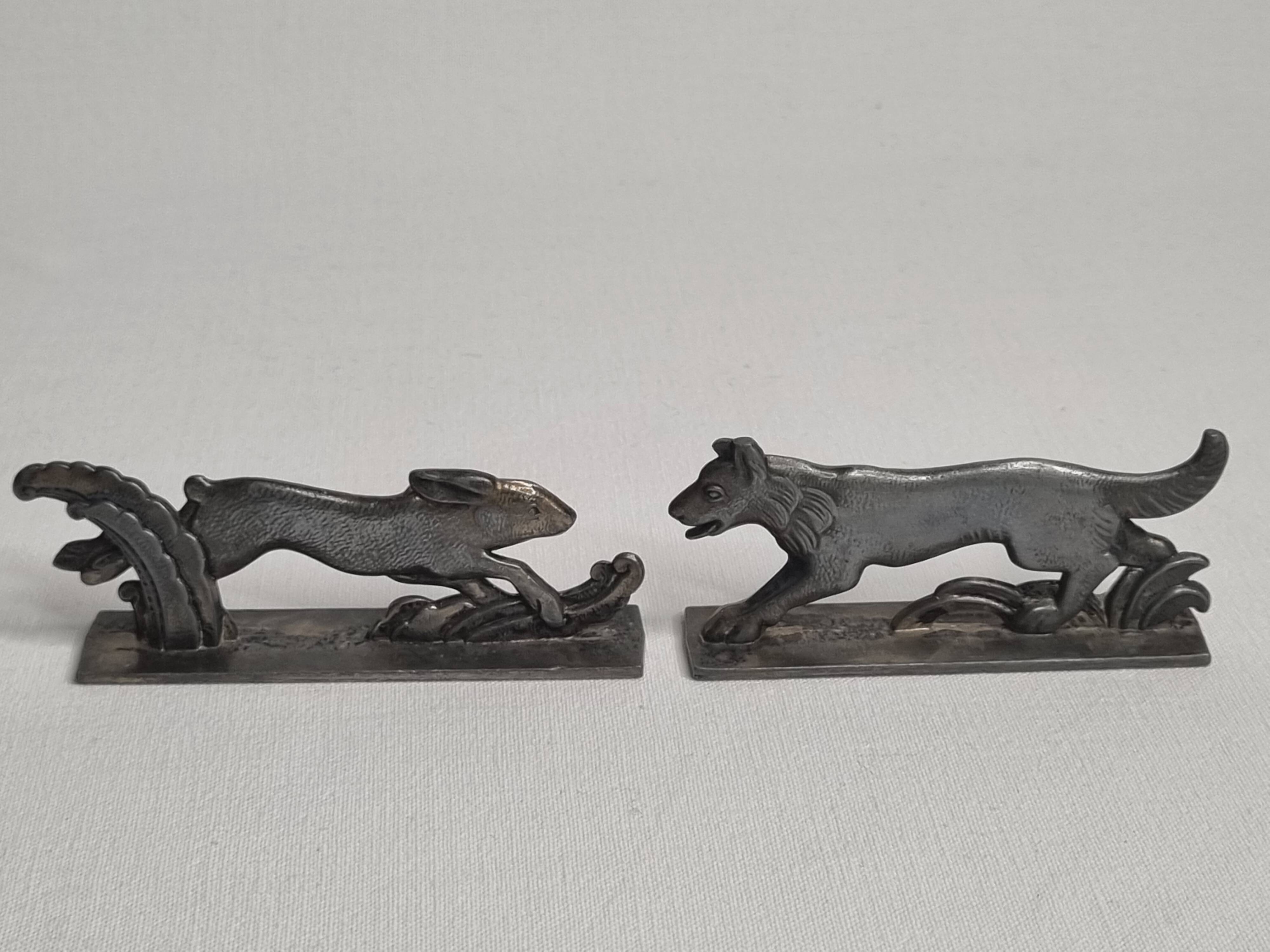 Set of five Art Deco Wild Animal Knife Holders, after Joseph Buisson