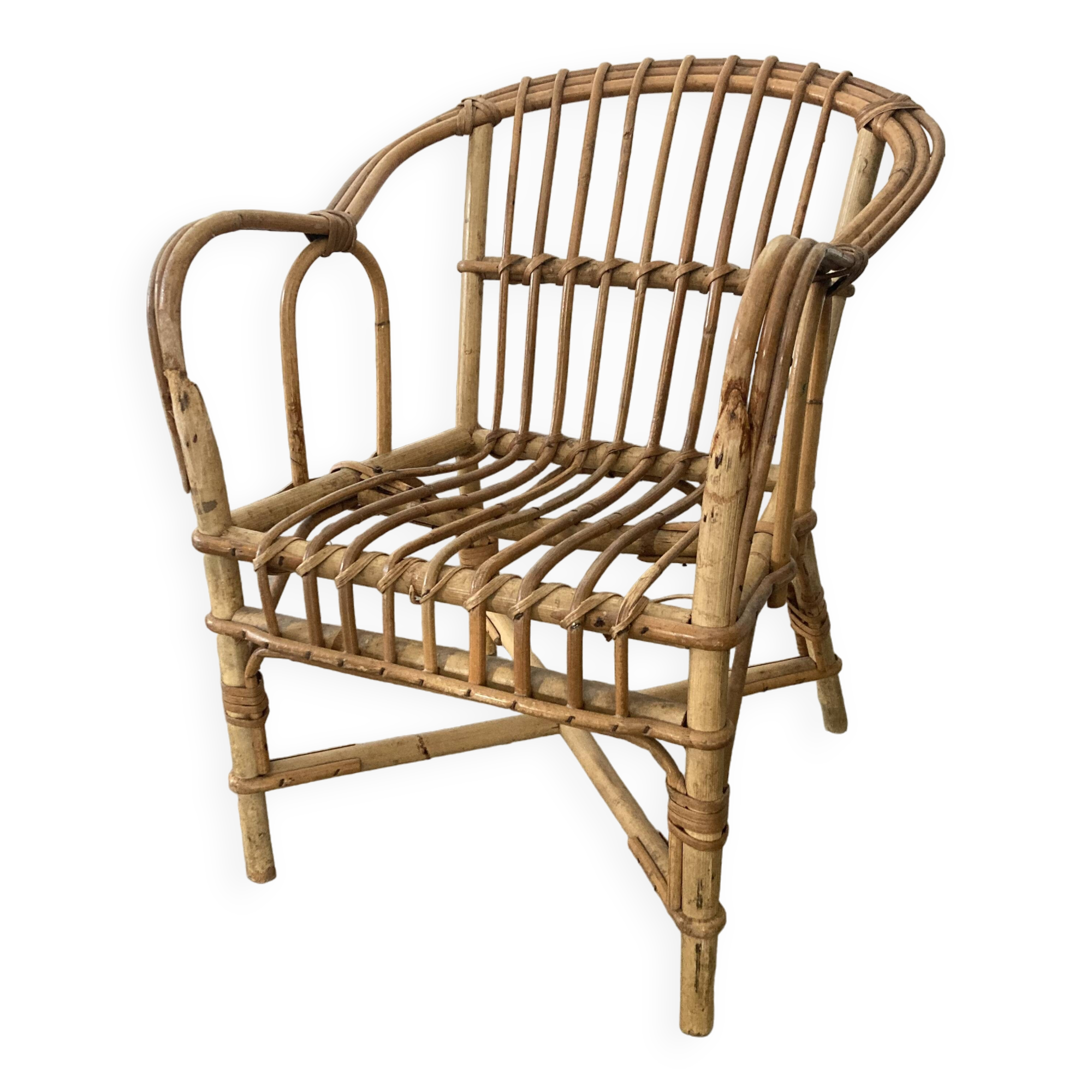Chaise Fauteuil en rotin enfants 1960