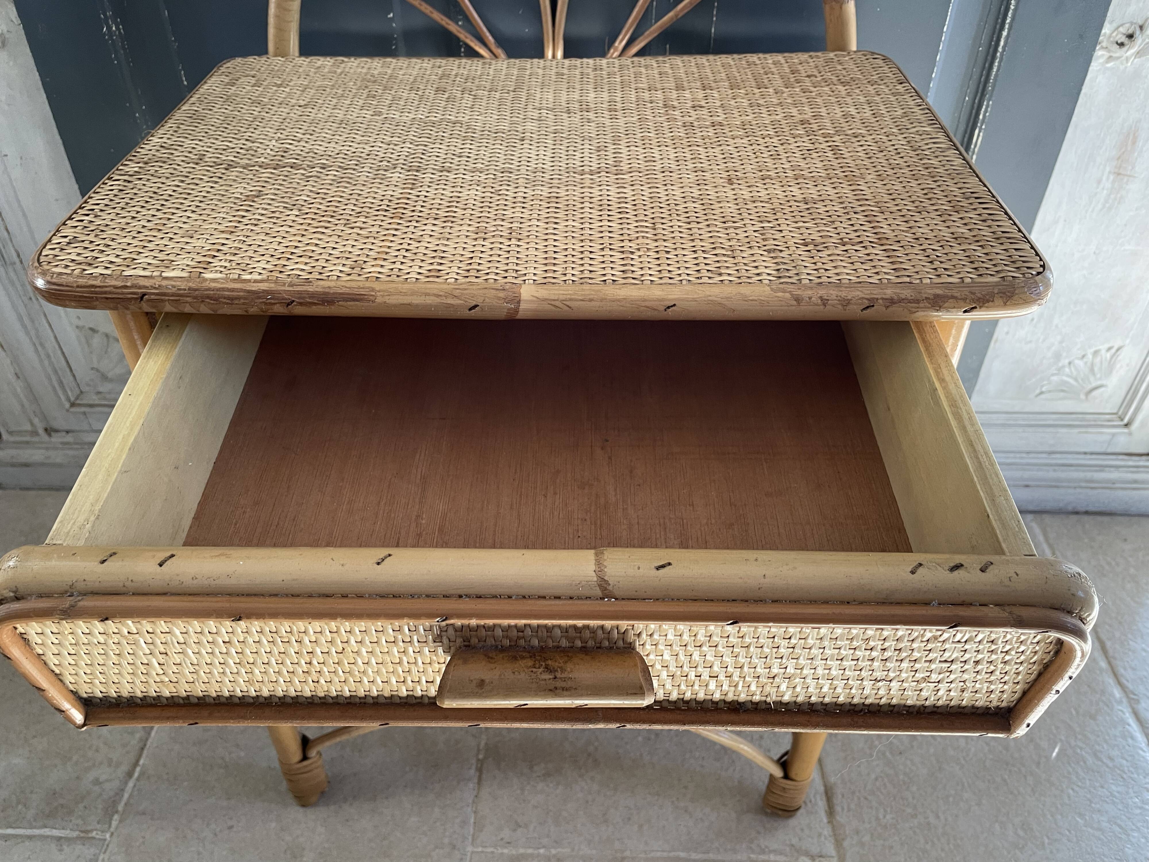 Pair of rattan bedside tables