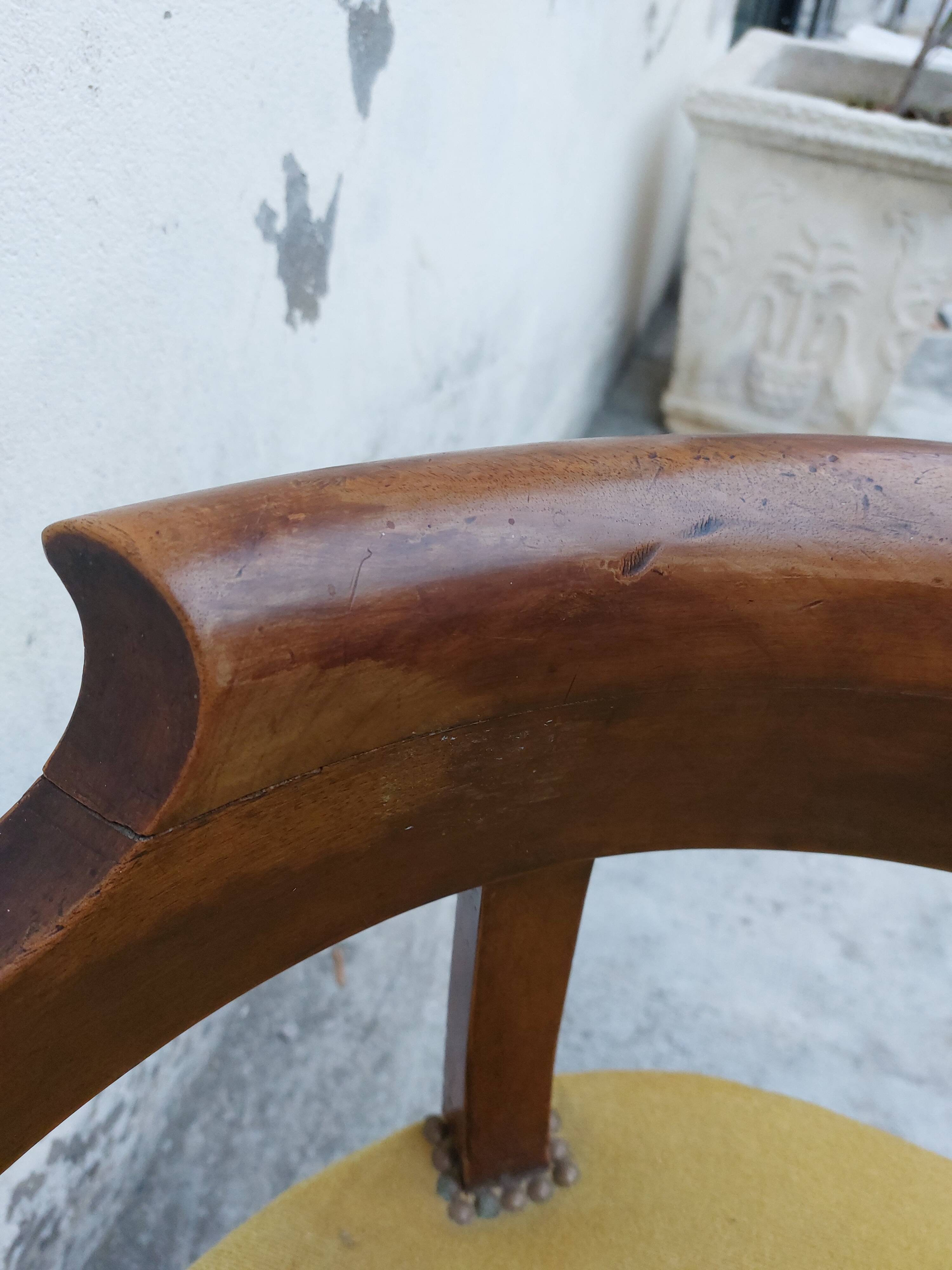 Louis Philippe office armchair in solid walnut