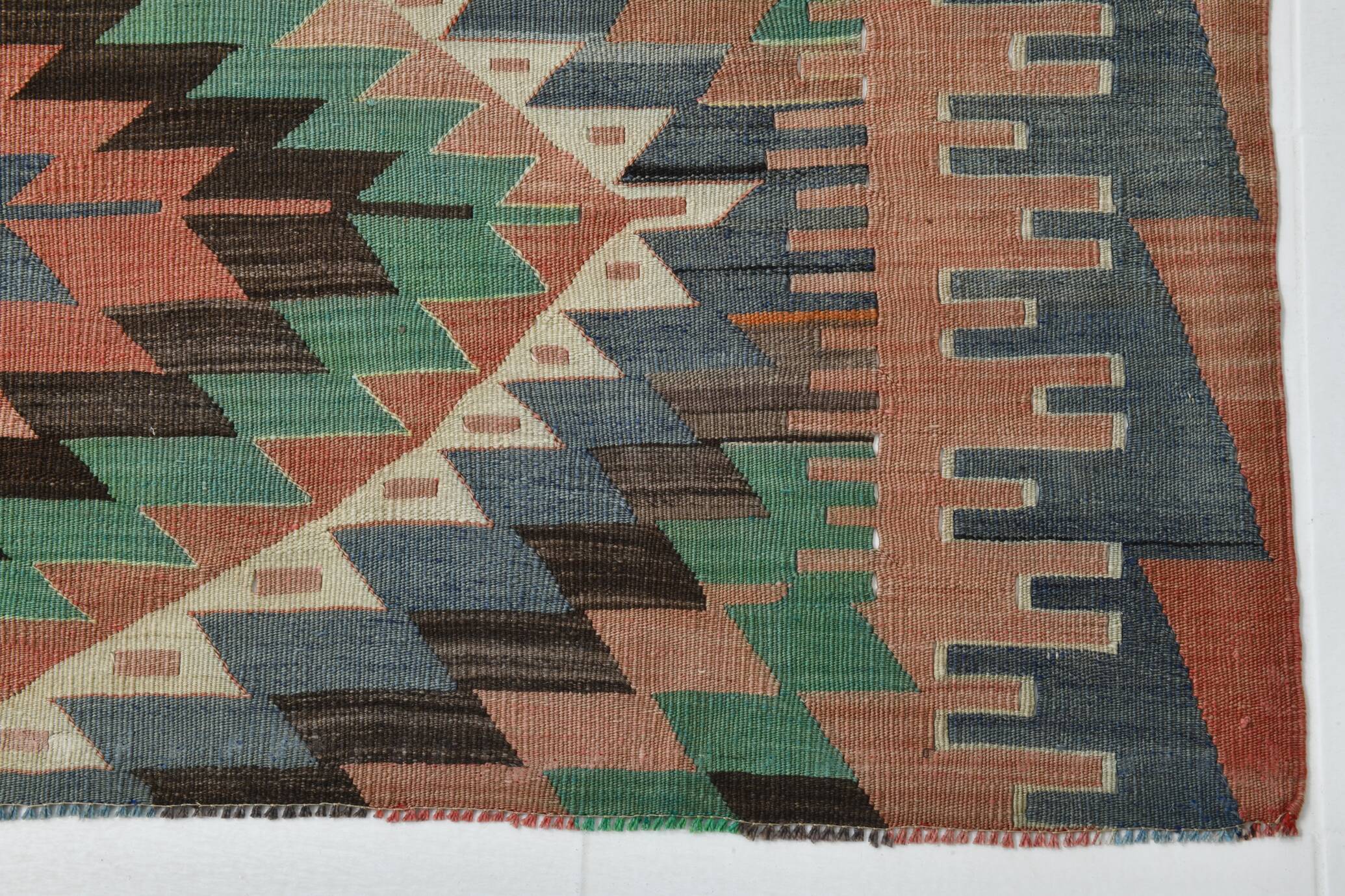 6x10 Decorative Rug, Soft Vintage Kilim Rug, Mint Green Area Kilim Rug,