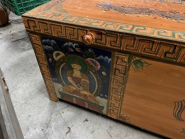large hand-painted Indonesian chest