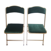 Lot of 2 velvet folding chairs