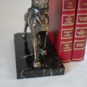 Serre livres chien en régule et marbre vintage