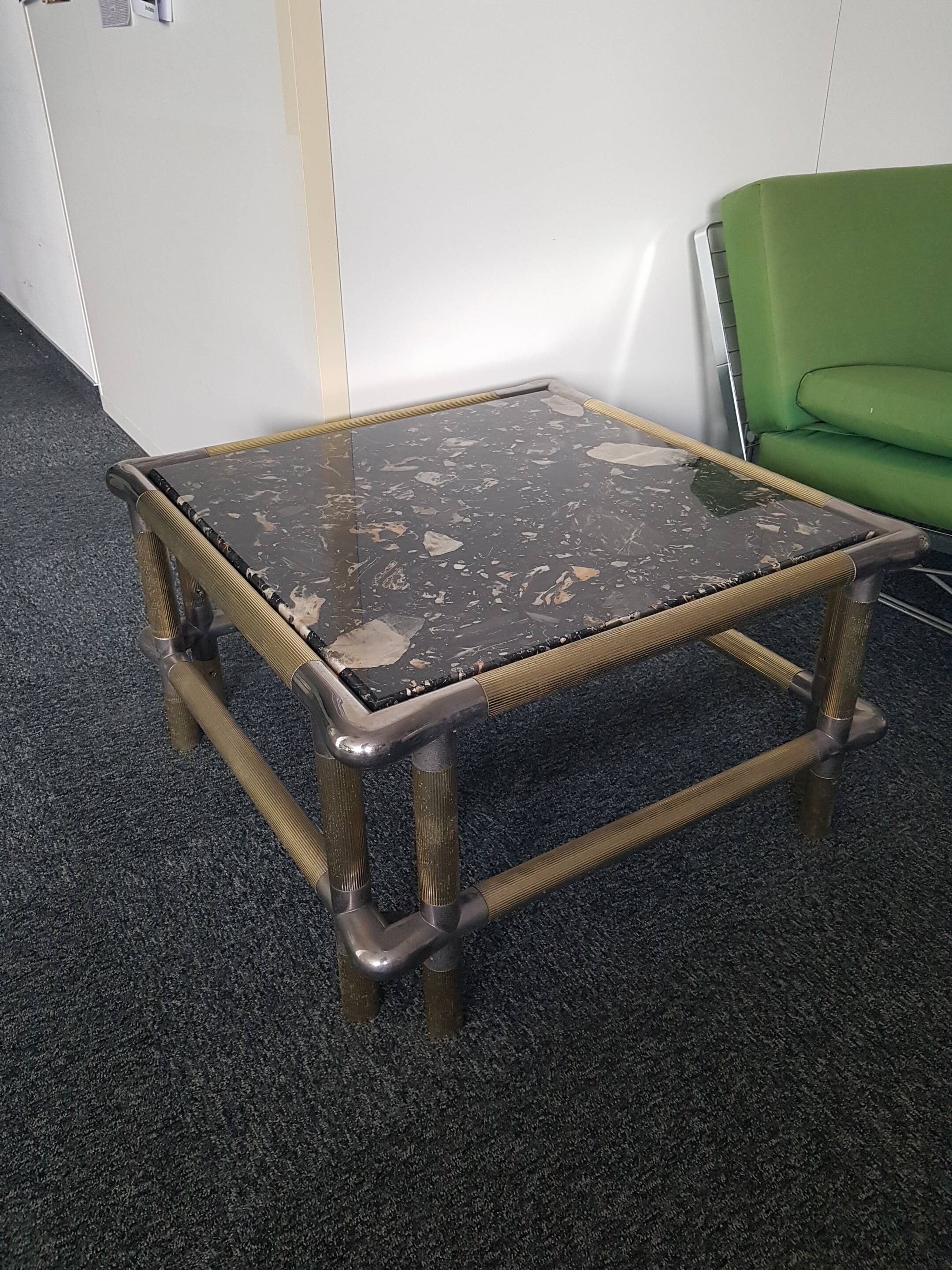 Table basse en marbre et métal, années 70