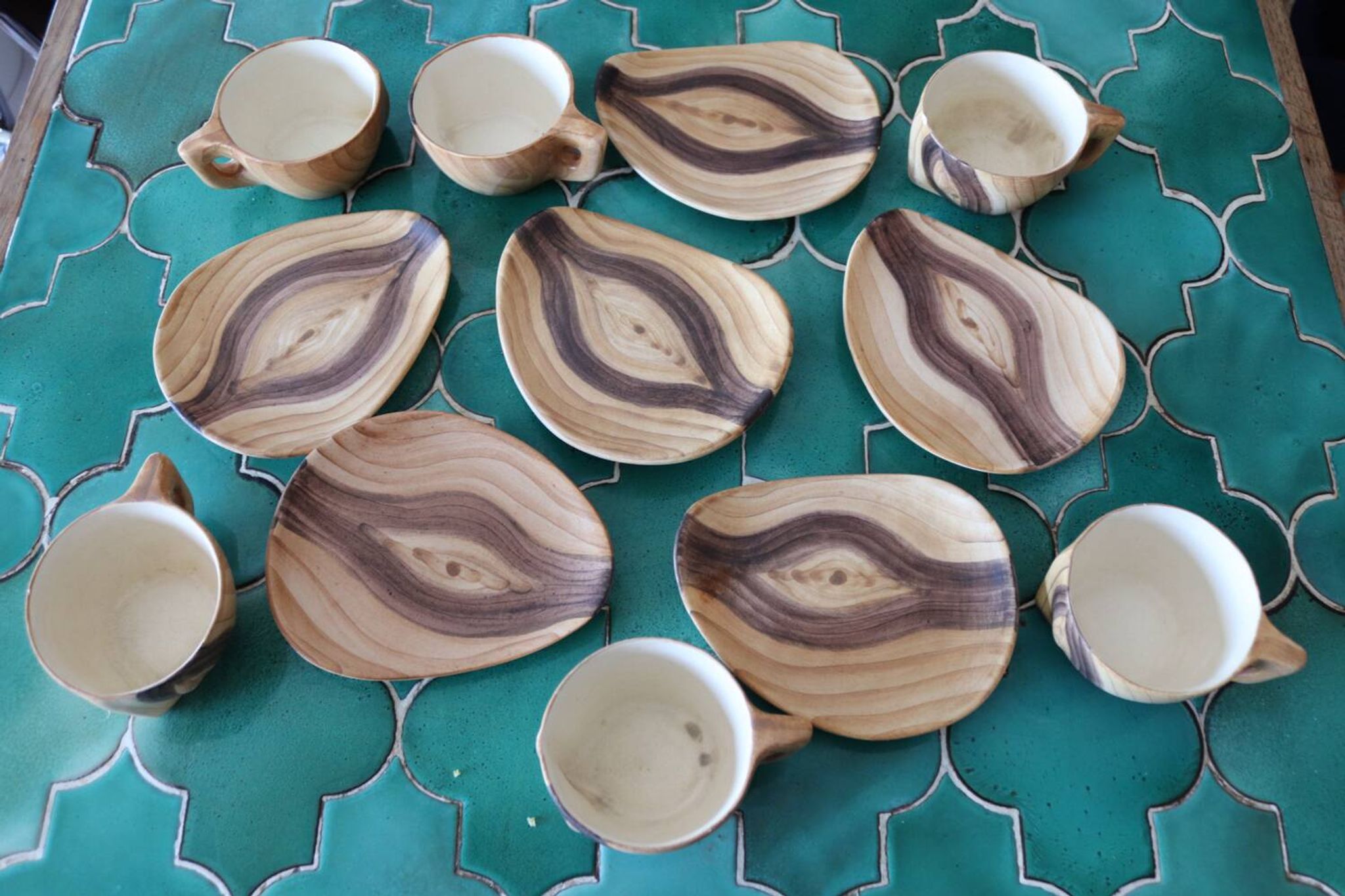 Coffee service – 6 cups and saucers Grand Jean Jourdan, Vallaur
