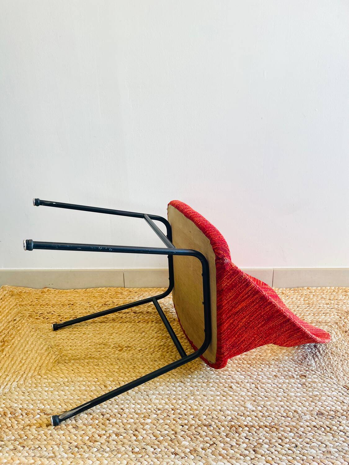 Magnifique Chaise Fauteuil Louis Paolozzi édition ZOL 1955 Rouge