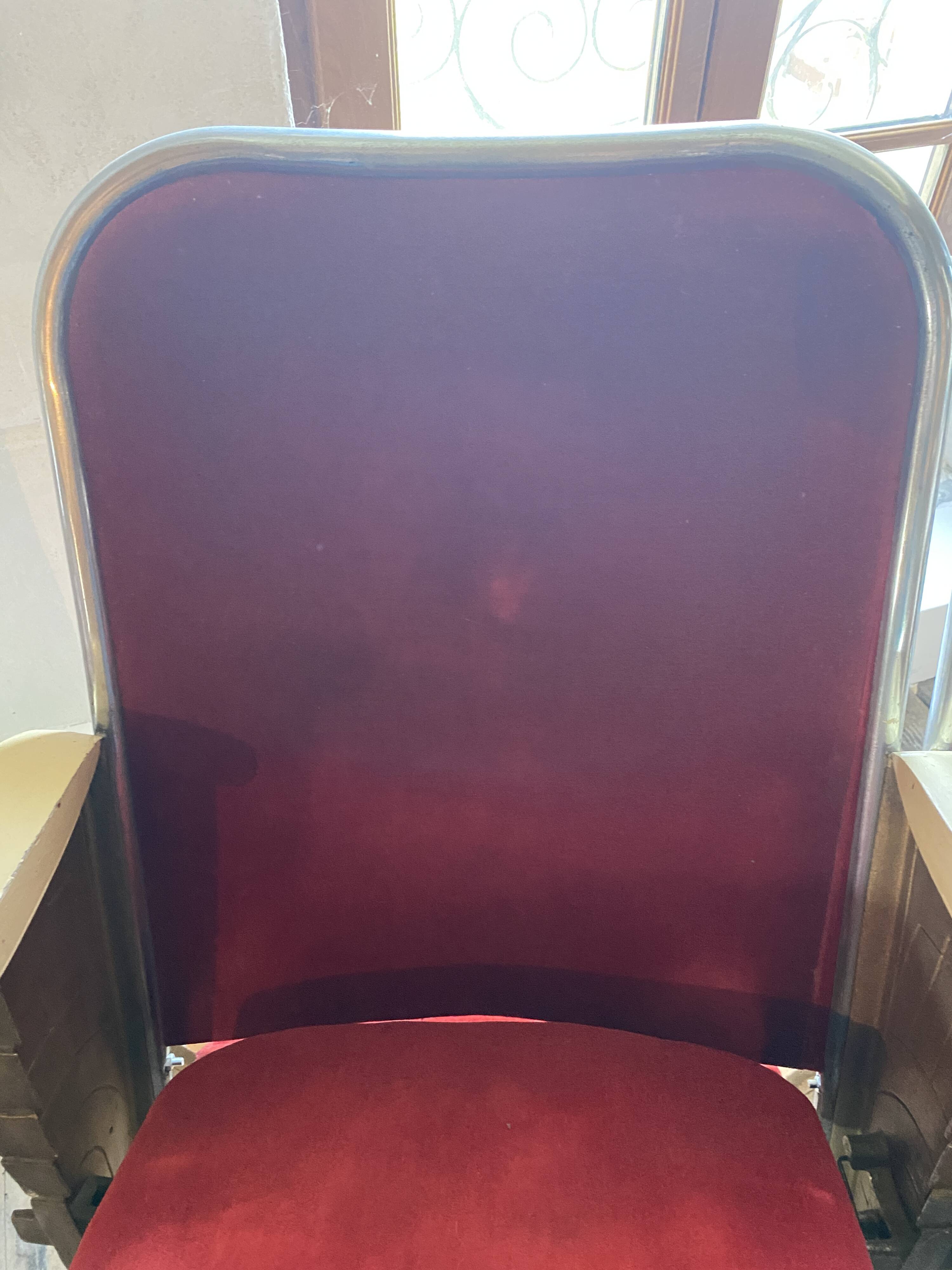 Burgundy velvet folding seat