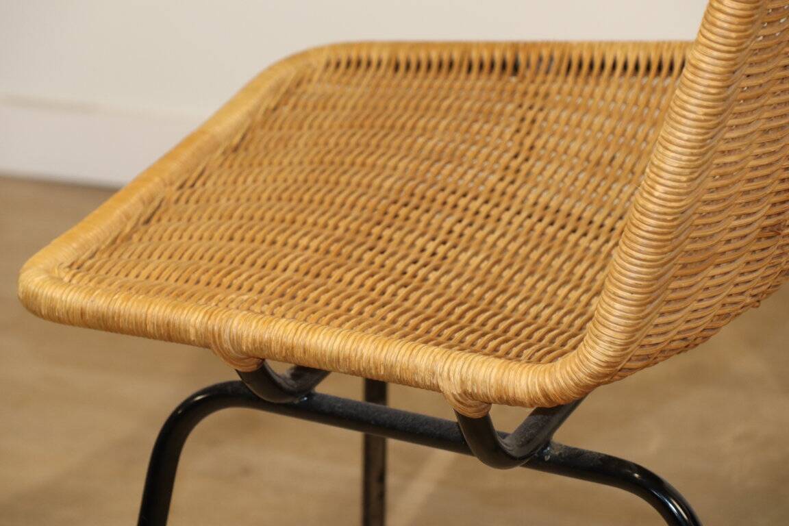 Vintage "Italia 100" model chair by Rotanhuis in woven wicker, 1950s