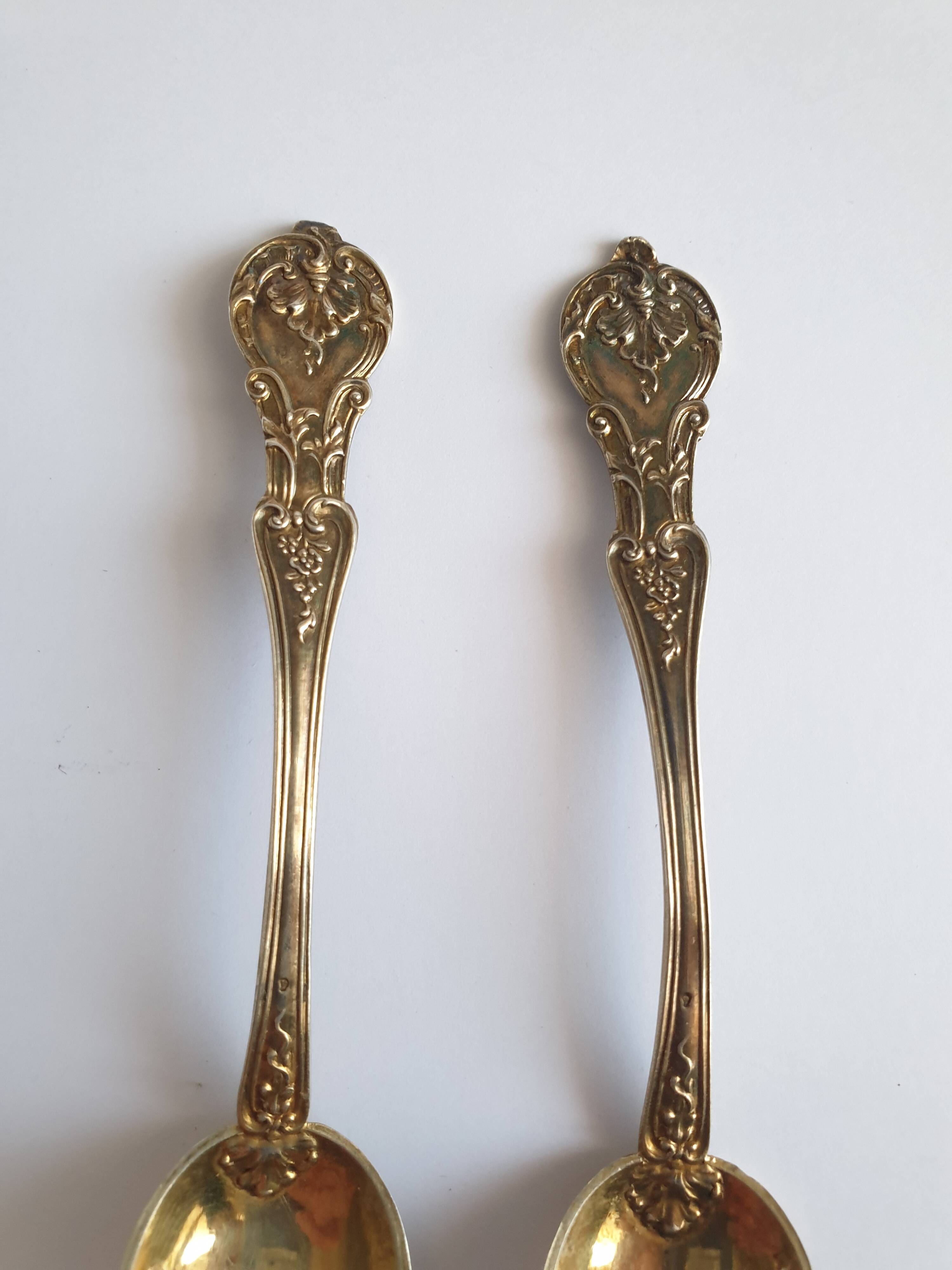 2 spoons solid silver vermeil minerva 2