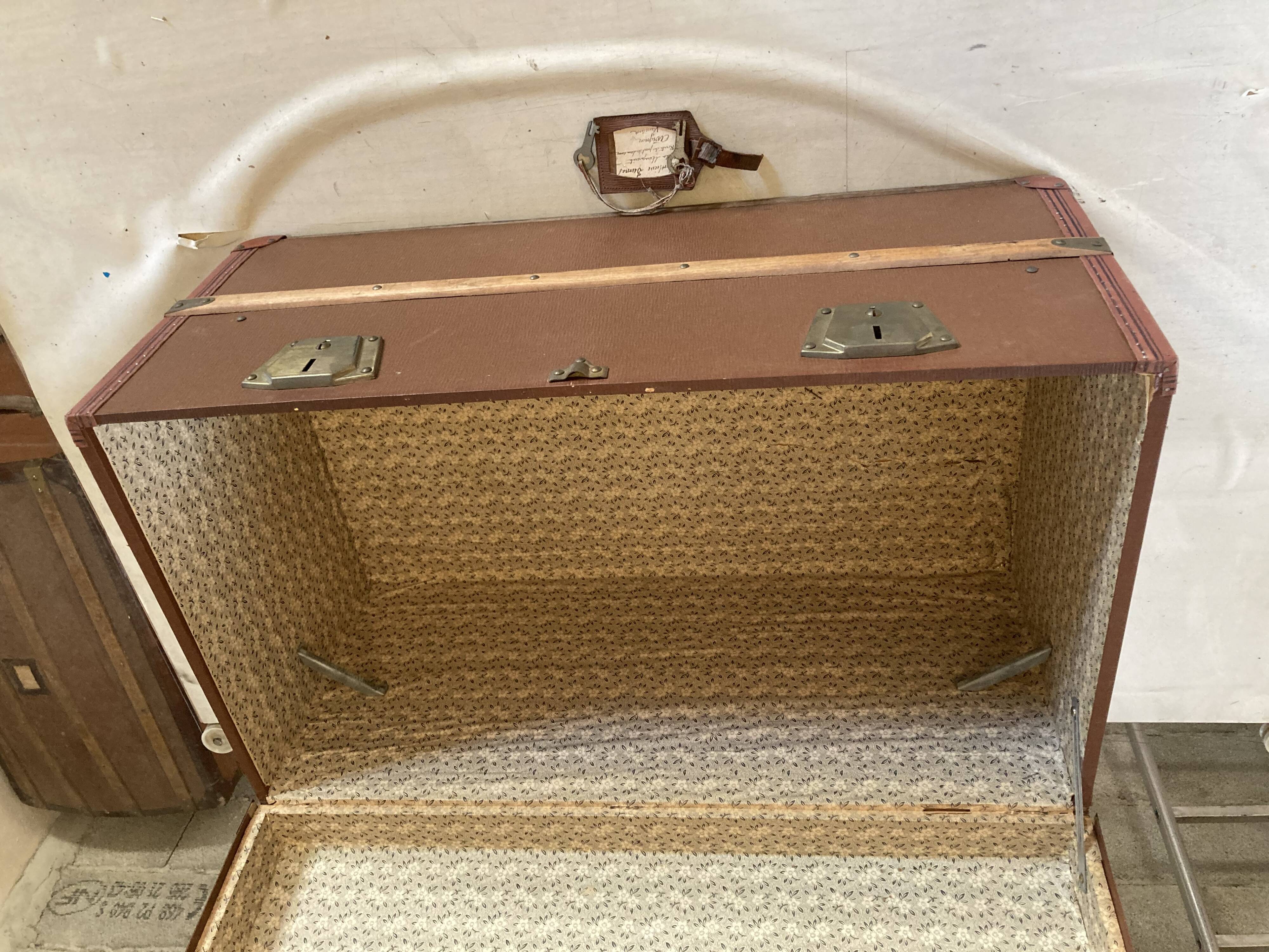 TRAVEL TRUNK RECTANGLE DEBUT XXE WOOD BROWN LEATHER SHEATH