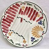 Set of 6 old Onnaing barbotine asparagus plates