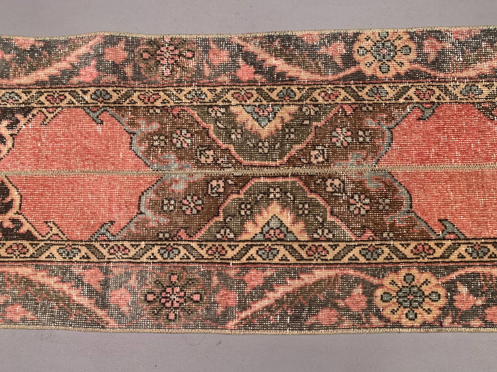 Distressed Turkish Narrow Runner 353x54 cm wool Vintage Tribal Rug