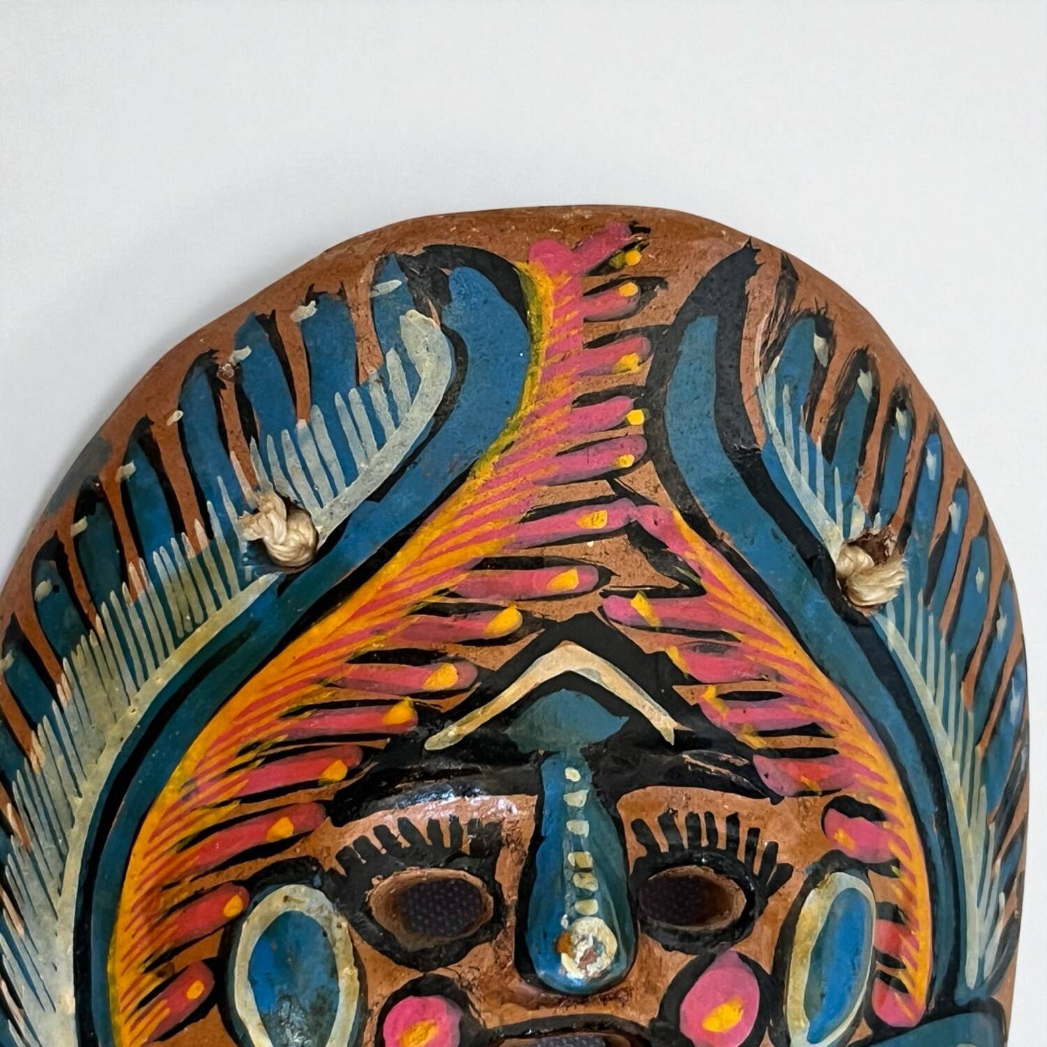 Mexican mask in colored terracotta, 1970s, Mexican
