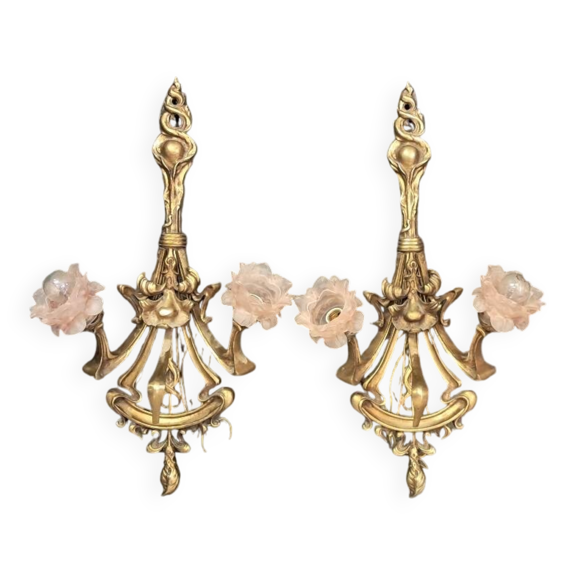 Pair of solid brass wall lights 81 x 49