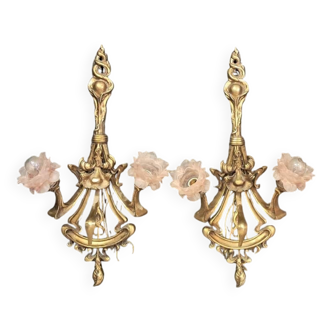 Paire d appliques laiton massif 81 x 49