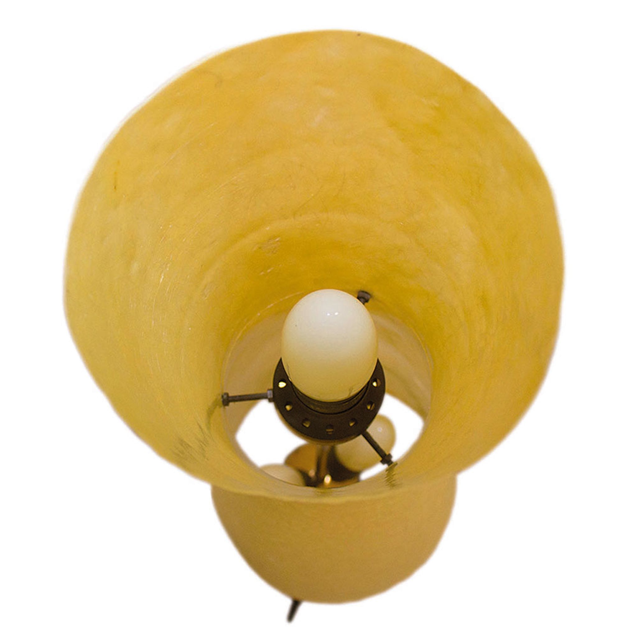 Mid-Century brass floor lamp with fiberglass shade, 1950 s, Germany