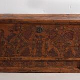 Antique brown trunk with floral patterns (c.1920) #13