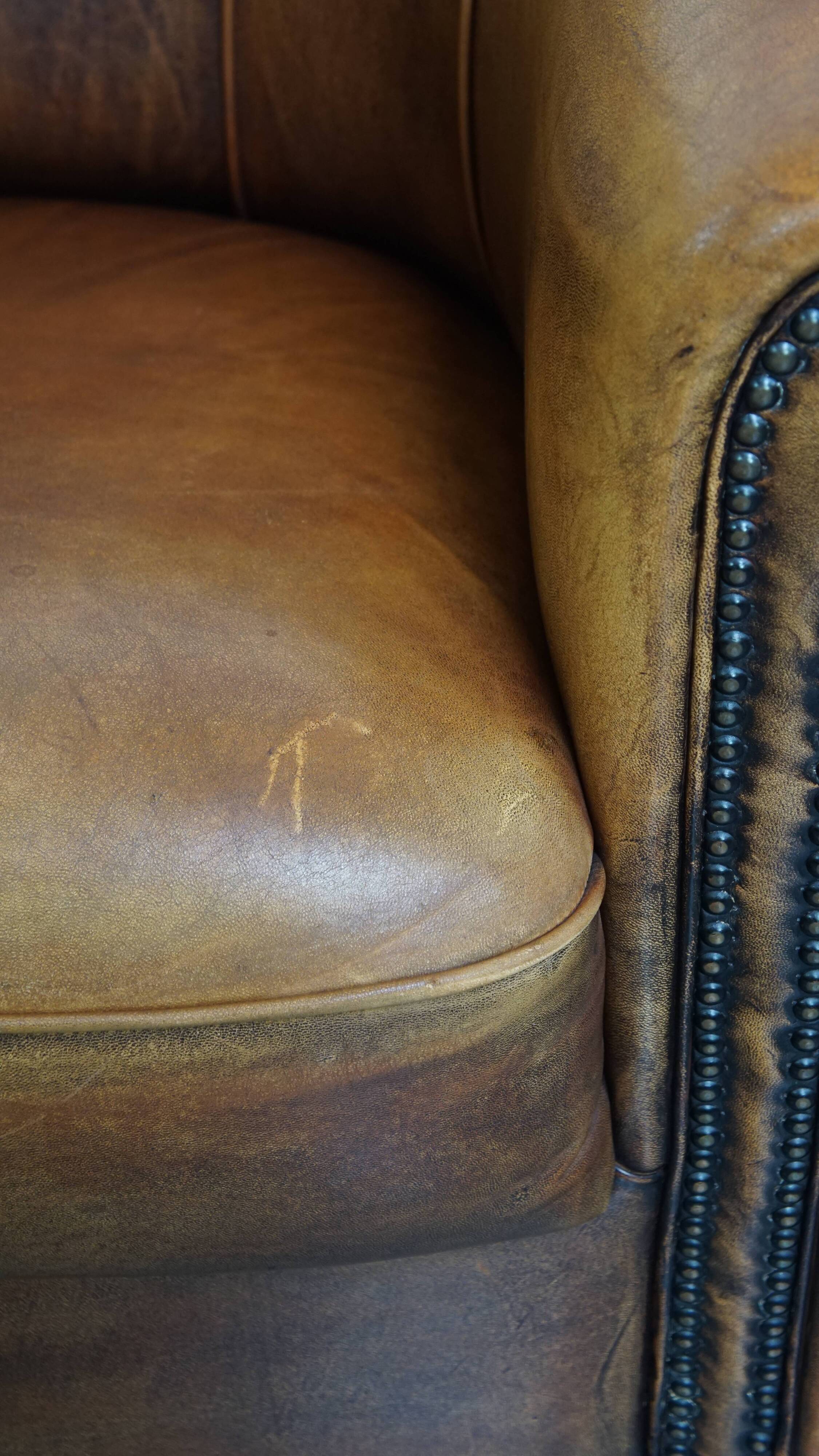 Sheepskin leather club chair