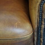 Sheepskin leather club chair
