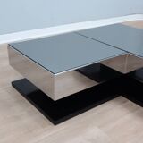 Vintage mirror glass coffee table NY FORM 1960s