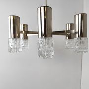Lustre en chrome et verre, années 1970