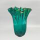 1970s Michielotto Emerald Green Fazzoletto Murano Glass Vase — Italian Vint