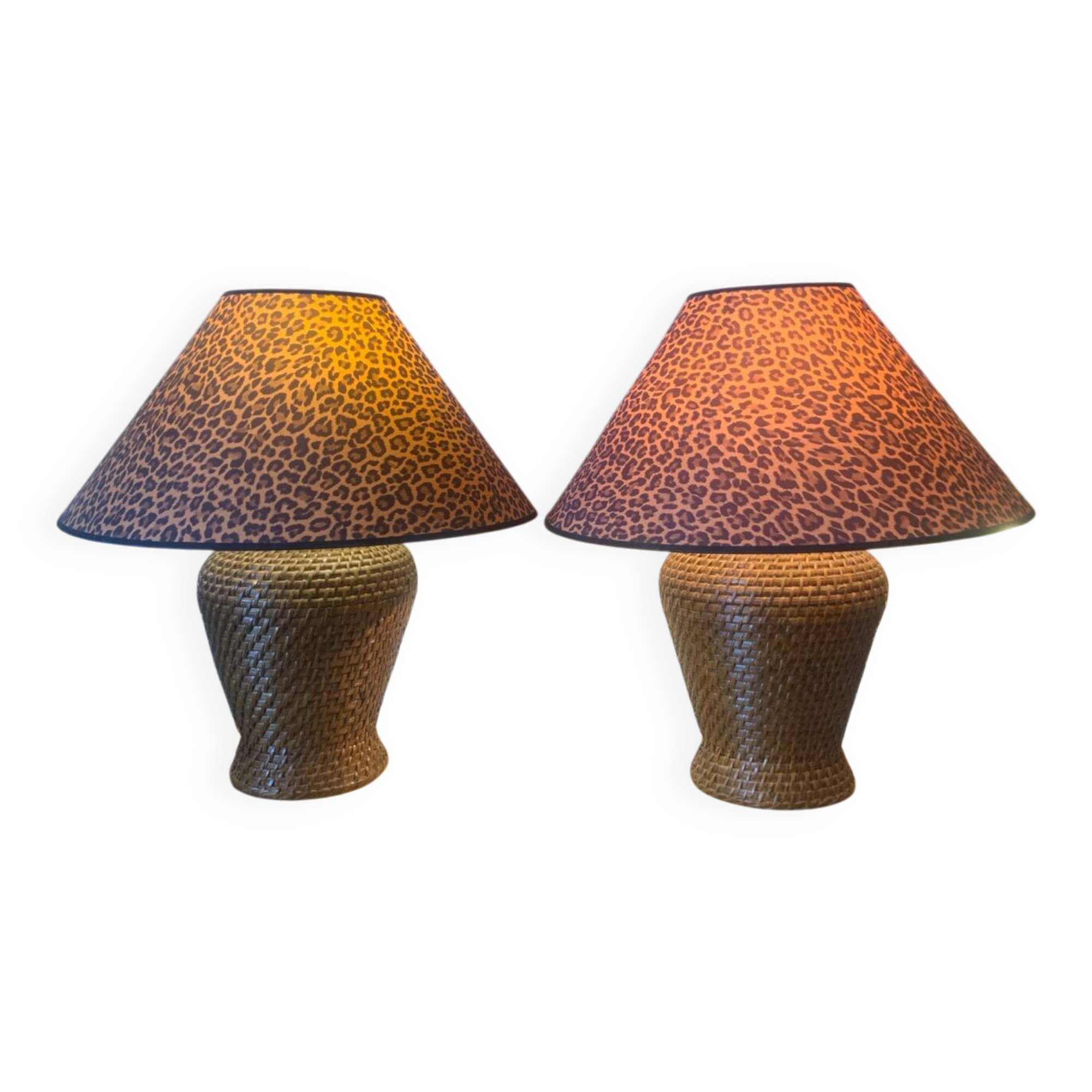 Paire de lampes osier