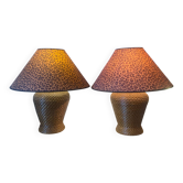 Pair of wicker lamps