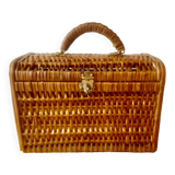 Ancien panier en osier avec anse de transport