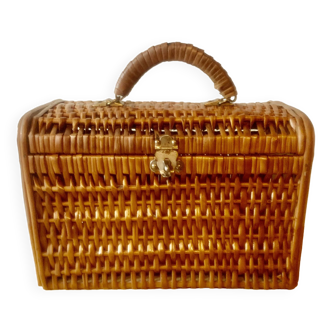 Old wicker basket with carrying handle