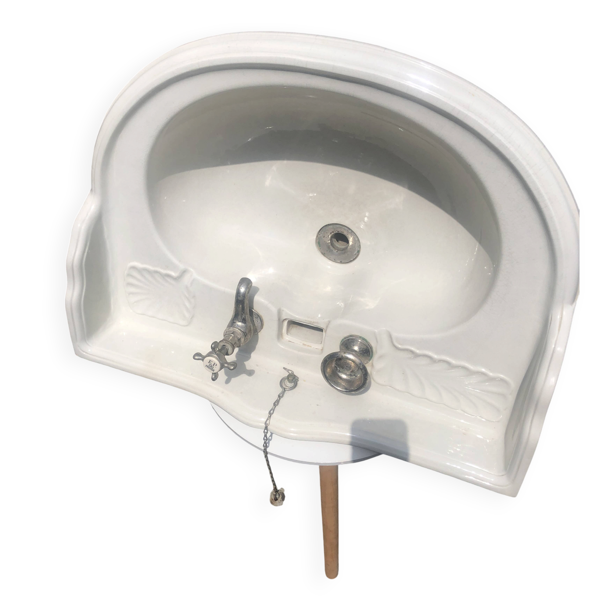 Lavabo ancien mural en porcelaine anglaise Torcher – Robinetterie d'origine