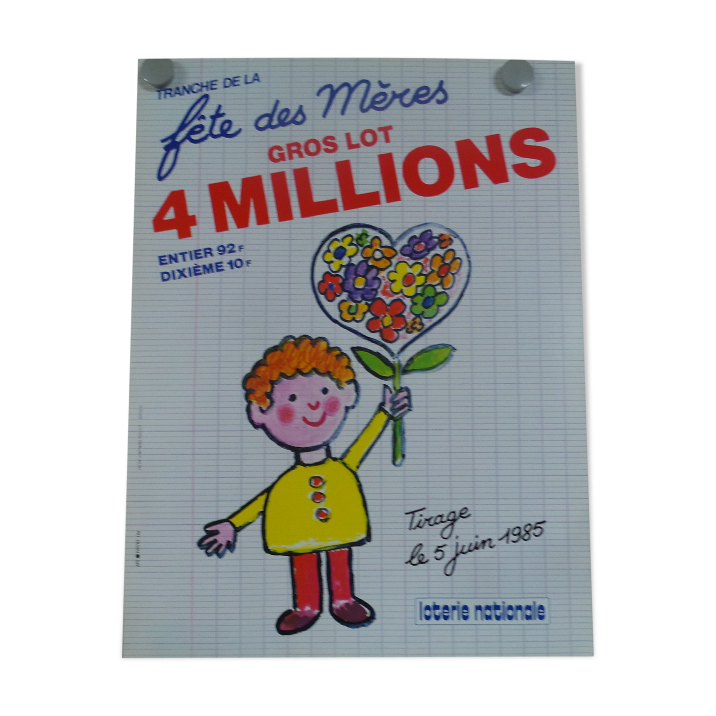 Original national lottery poster mother's day 1985