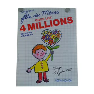 Original national lottery poster mother's day 1985