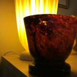 Glass paste vase signed