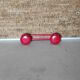 Old vintage wall coat rack 2 round metal hooks lacquered red new