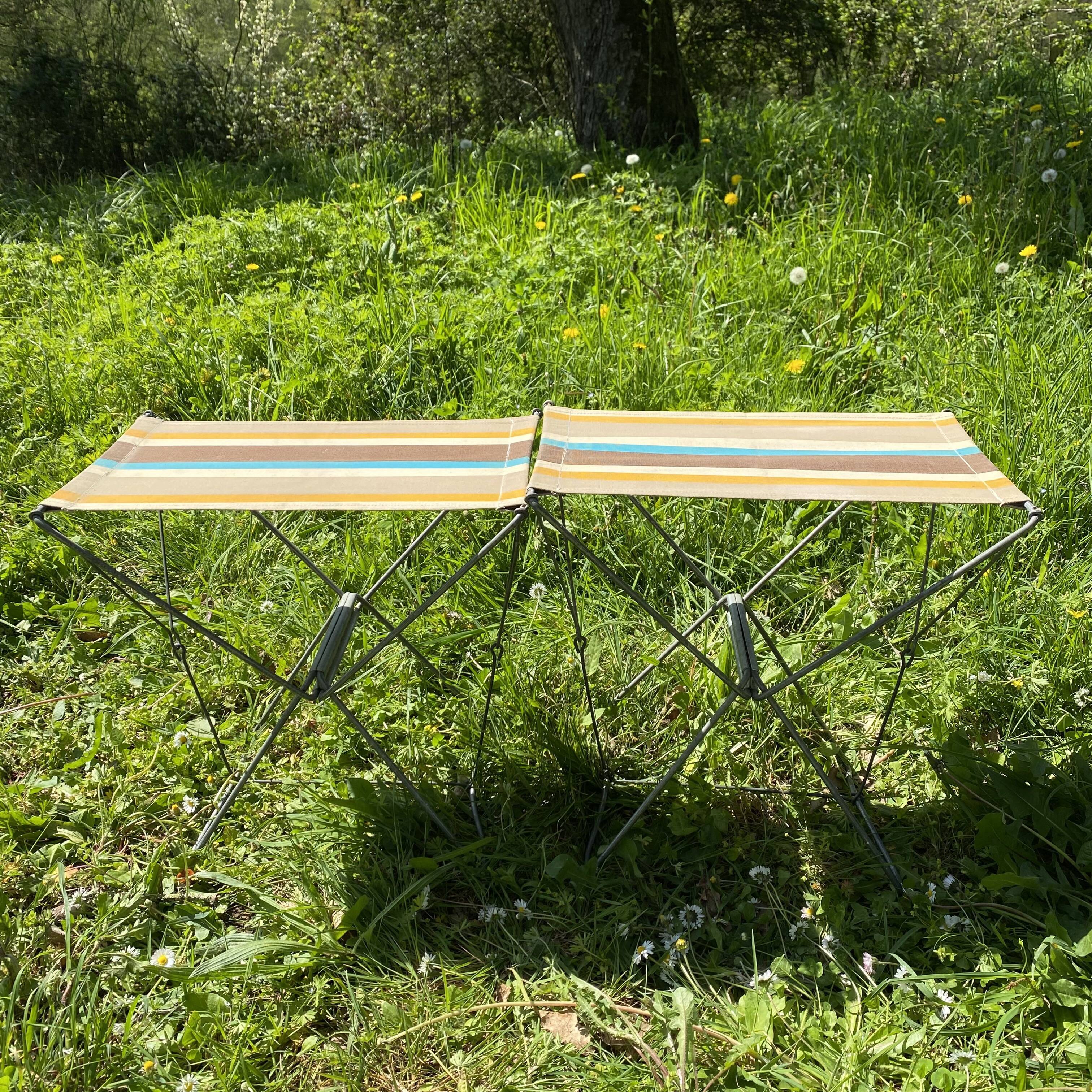 Vintage canvas foldable camping stools