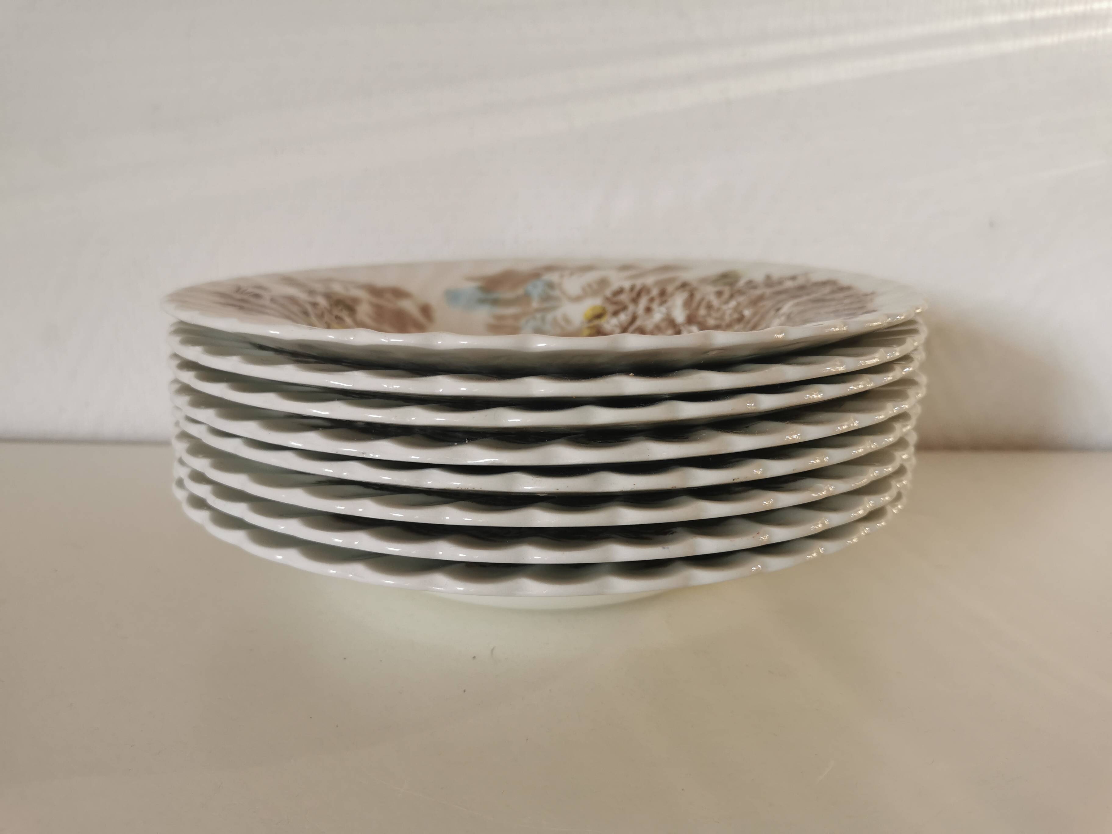 set of 8 iron earth soup plates, Johnson Bros