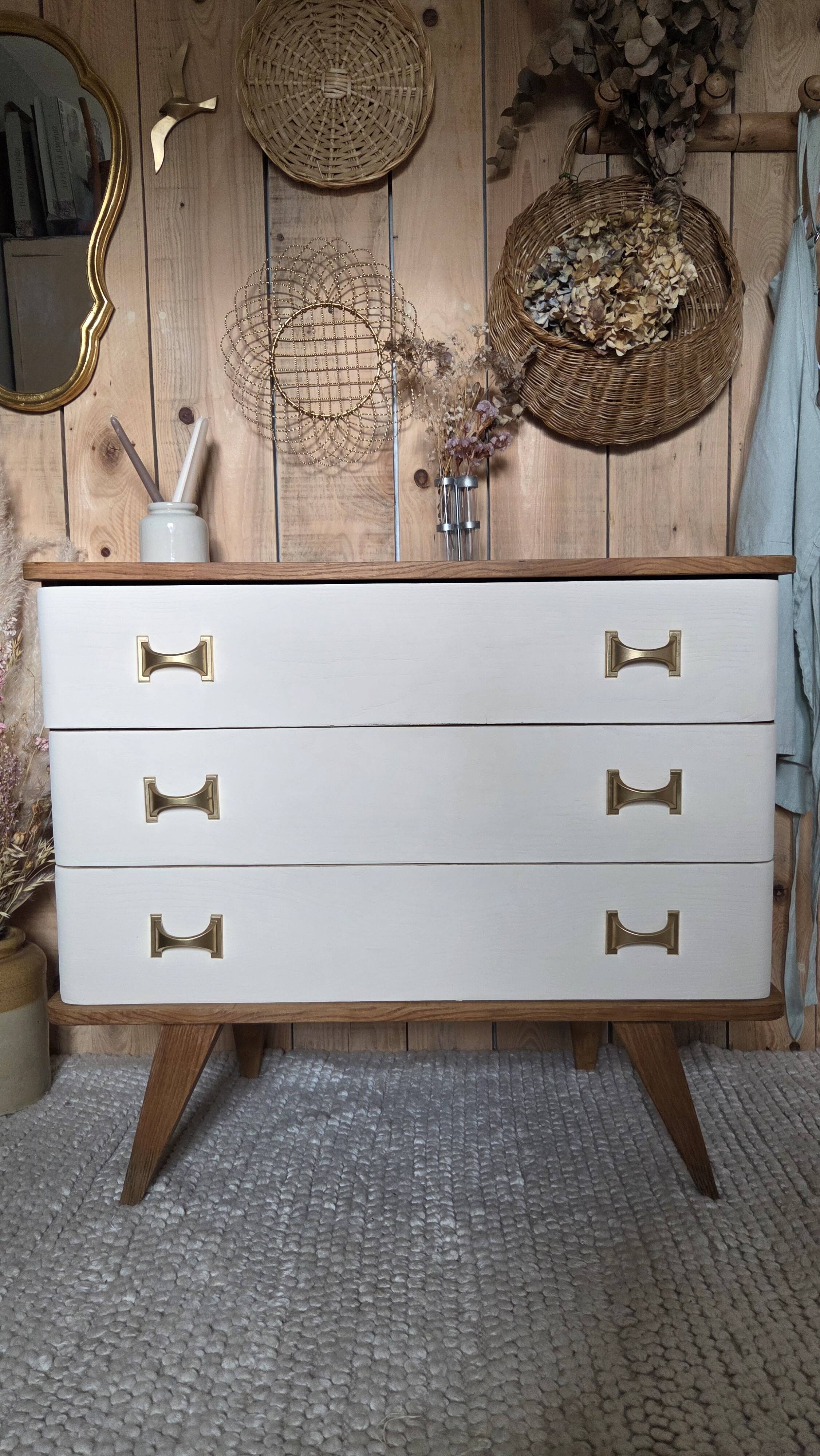 Commode vintage pieds compas renove