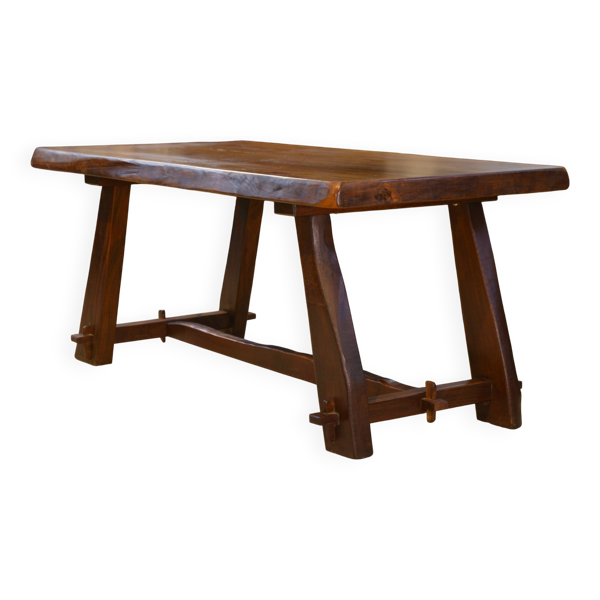 Table brutaliste en orme par Aranjou 1950’s