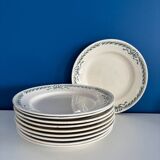 service de 10 assiette plate ancienne Longchamp terre de fer Belleville