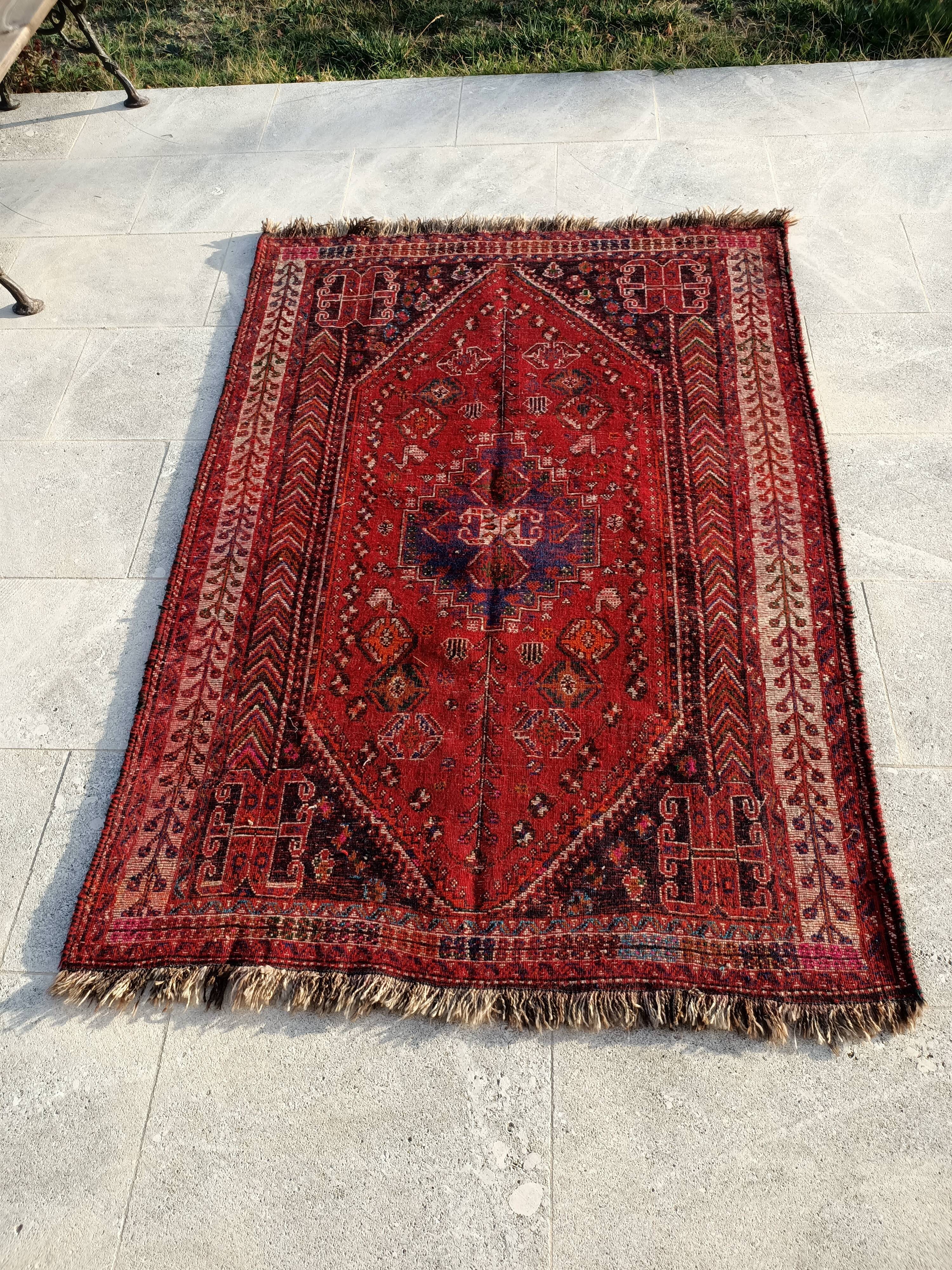 Tapis ancien Iran Shiraz 205x140 fait main