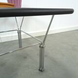 Glazen jaren 70 salontafel met chromen onderstel vintage
