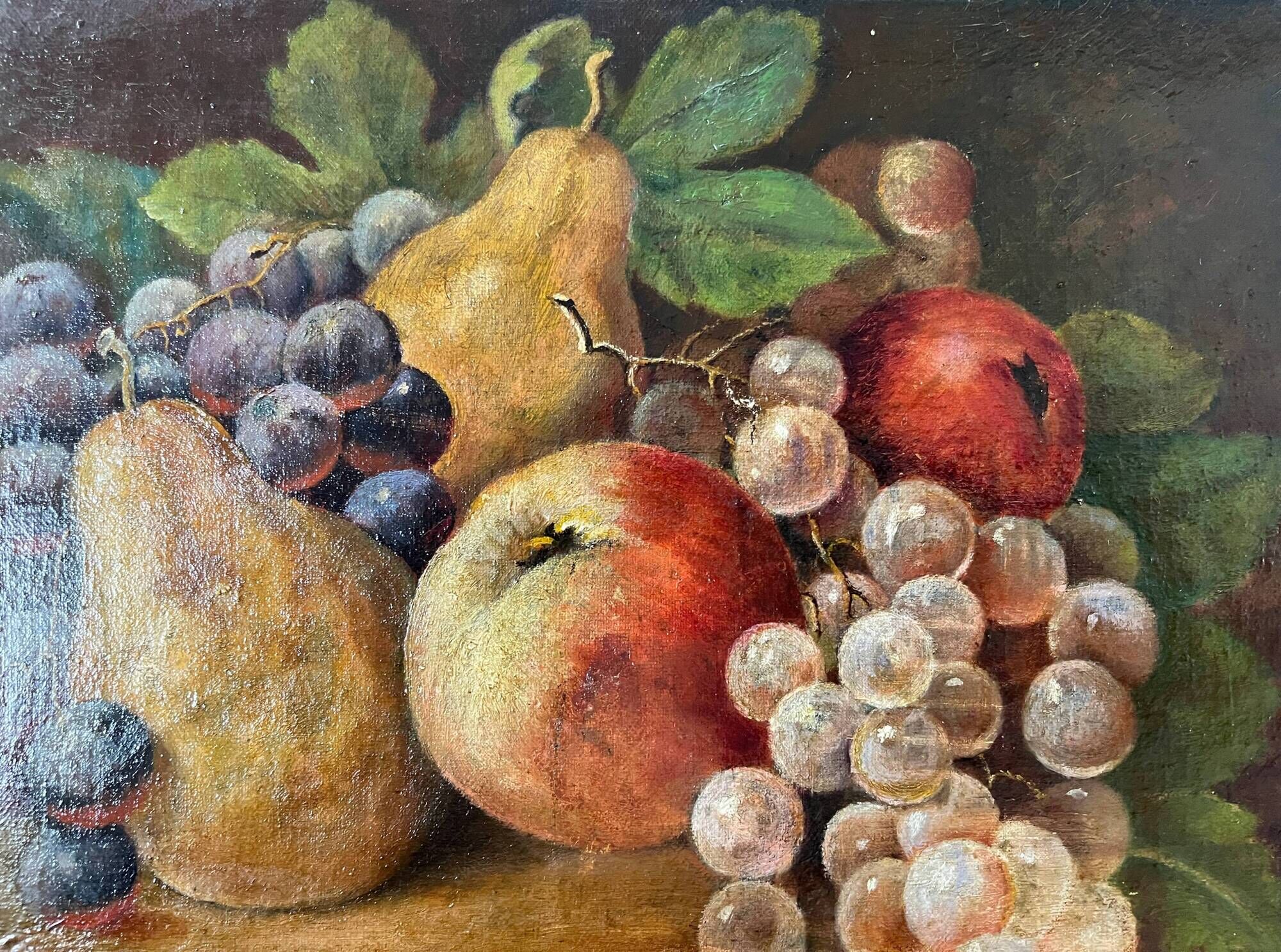 Antique oil painting on canvas "Still Life with Fruit" signed O. Leblond 1922