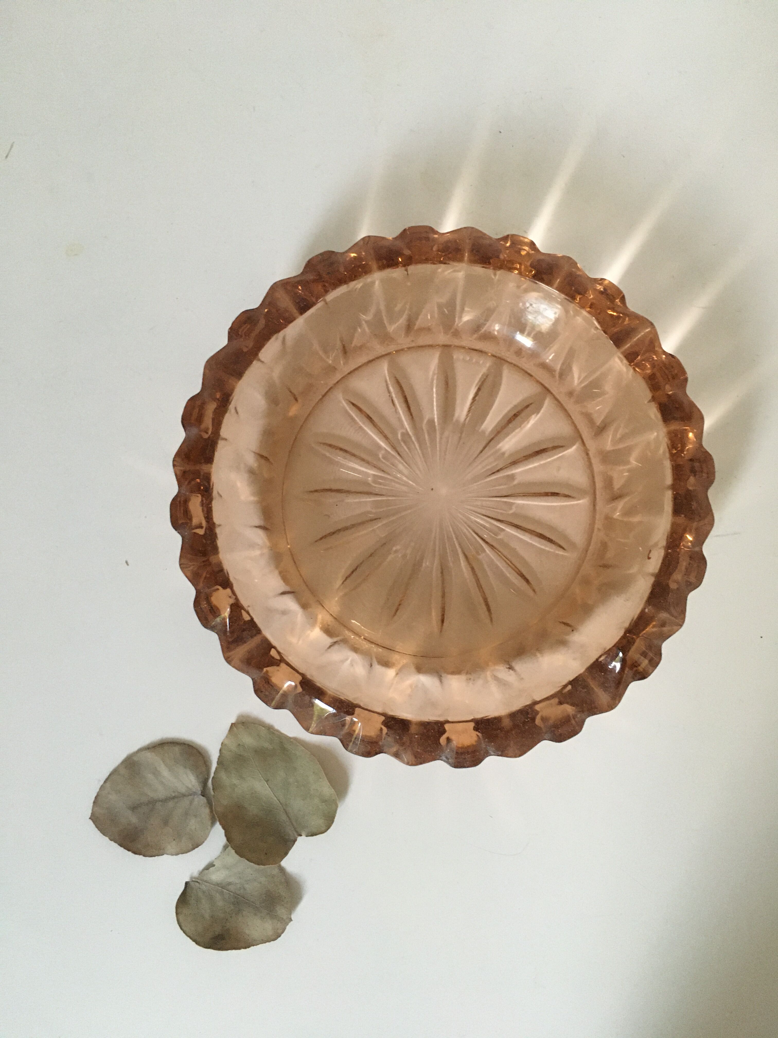 Pink molded glass ashtray