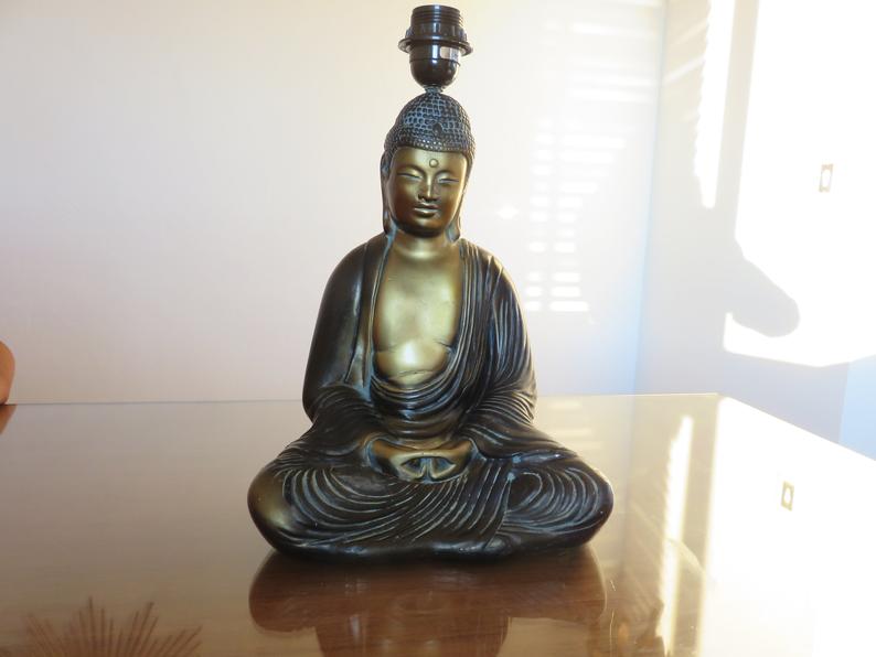 Italian "Buddha" lamp in polychrome plaster 70s
