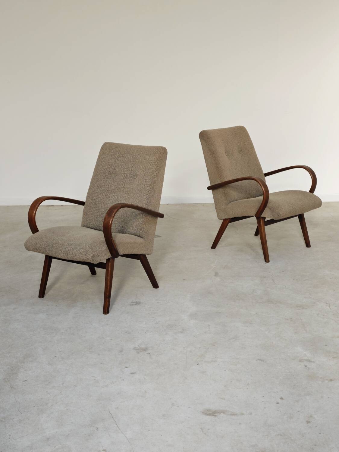 Pair of grey mottled armchairs by Jaroslav Smidek for TON Bystrice
