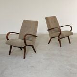 Pair of grey mottled armchairs by Jaroslav Smidek for TON Bystrice