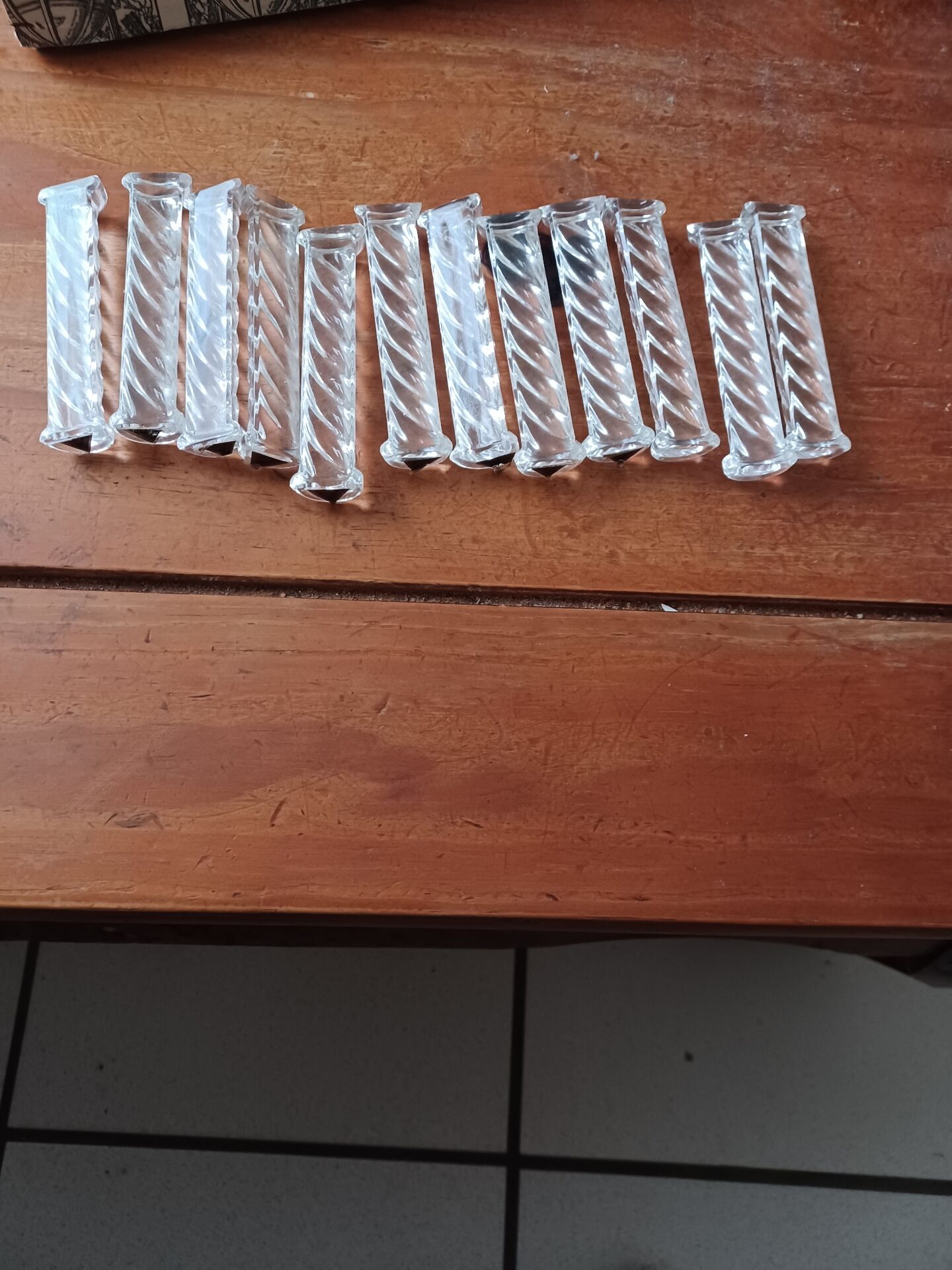 12 vintage crystal knife rests